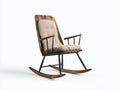 Sedia a dondolo in legno e tessuto 72x88x108 cm - marrone scuro-beige-nero - stile vintage per soggiorno