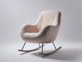 Sedia a dondolo in tessuto bouclé 78x75x92 cm - beige-nero - per soggiorno design morbido