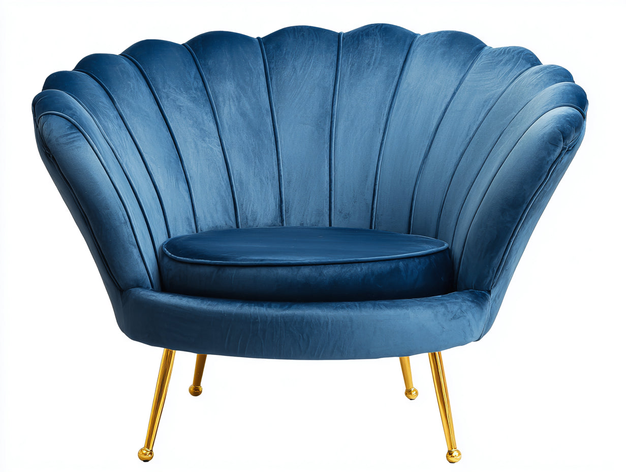 Poltrona - velluto-metallo - 92x80x81 cm - blu-oro - glamour
