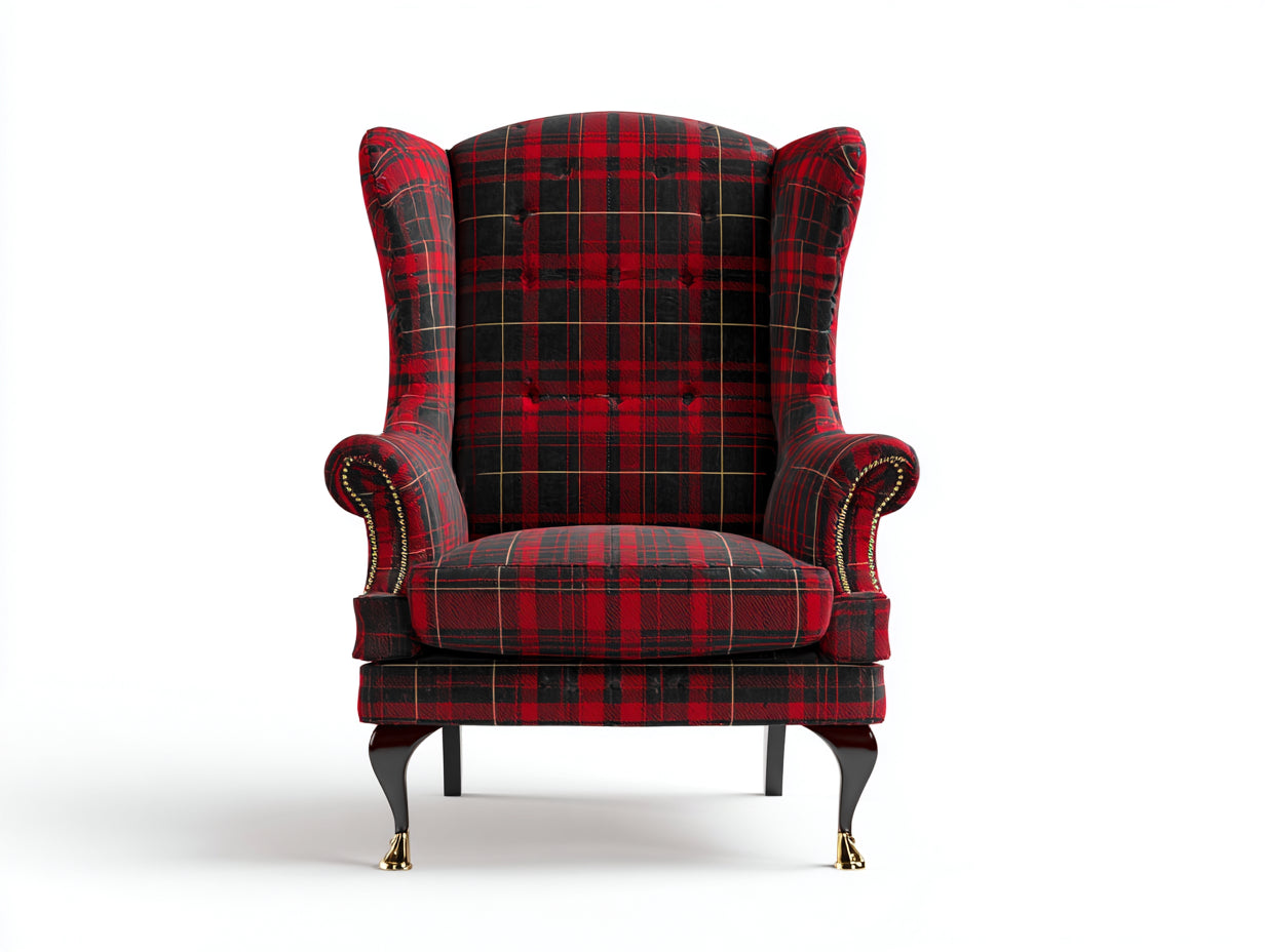 Poltrona - tessuto-legno-metallo - 82x88x108 cm - rosso-nero-oro - classico