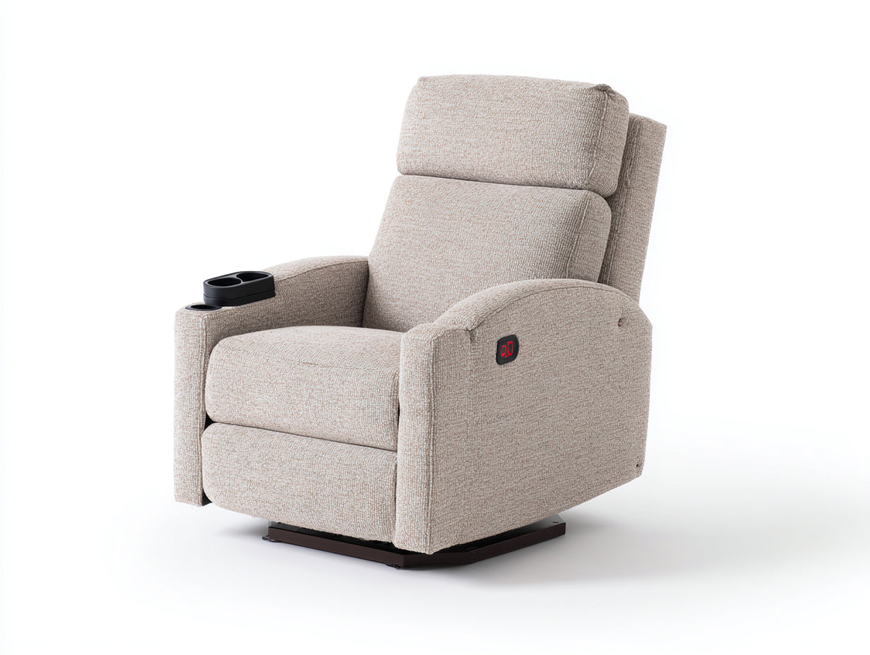 Poltrona reclinabile in tessuto 93x96x109 cm - beige - stile moderno con portabicchieri per soggiorno