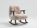 Sedia a dondolo in tessuto bouclé 77x72x86 cm - beige-nero - per soggiorno design morbido