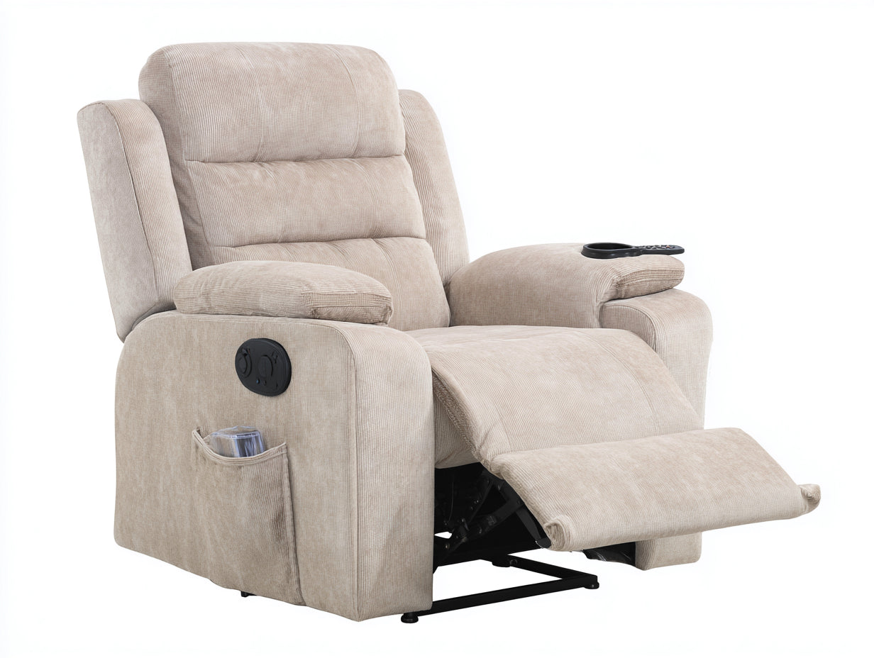 Poltrona reclinabile in tessuto 94x91x105 cm - beige - adatta per soggiorno - stile moderno