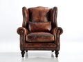 Poltrona a orecchioni in similpelle 105x98x128 cm - marrone vintage - stile classico adatta per soggiorno