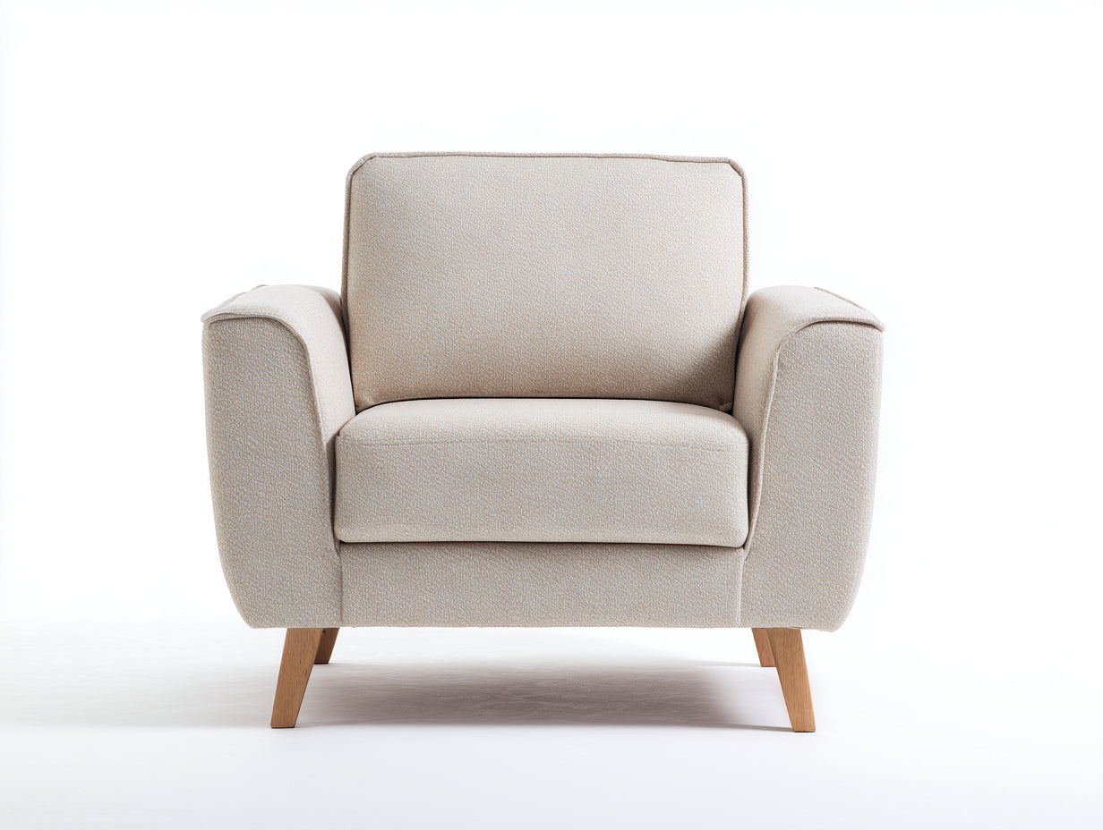Poltrona - tessuto-legno - 90x82x84 cm - beige-marrone - moderno