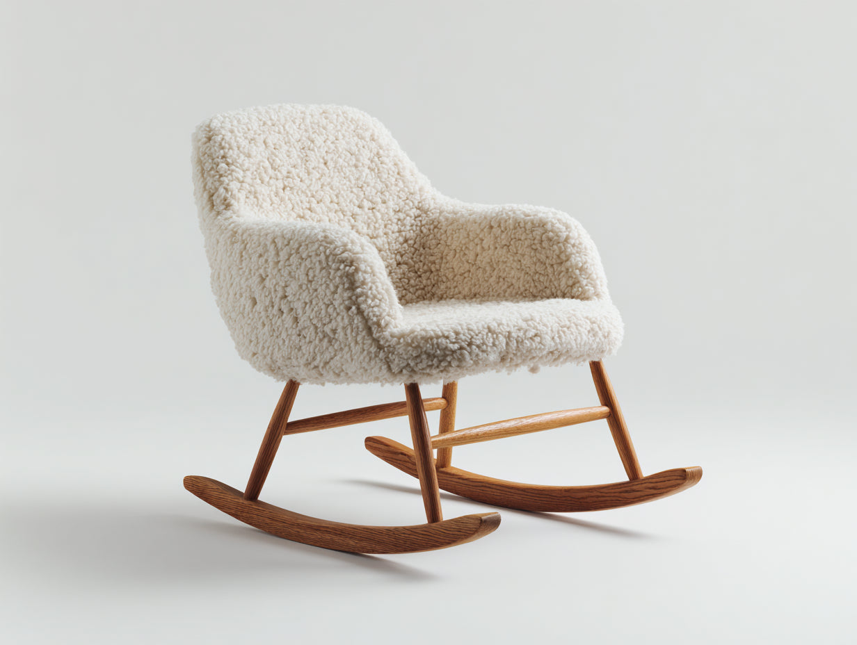 Sedia a dondolo in tessuto sherpa 81x75x88 cm - beige-marrone - per soggiorno stile rétro