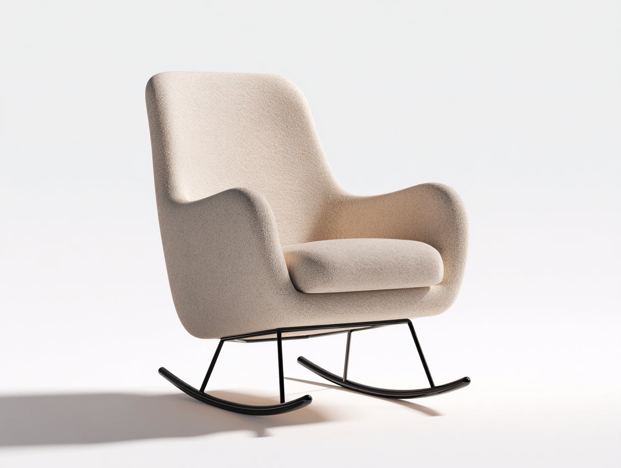Sedia a dondolo in tessuto 78x74x90 cm - beige-nero - per soggiorno design moderno
