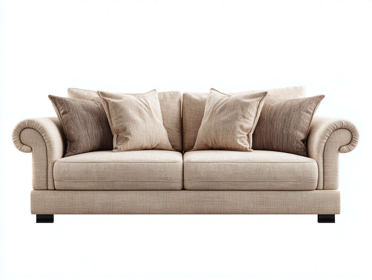 Divano a due posti in tessuto 190x91x80 cm - beige - per soggiorno stile classico