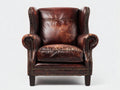 Poltrona a orecchioni in similpelle 91x87x113 cm - marrone vintage - stile classico adatta per soggiorno