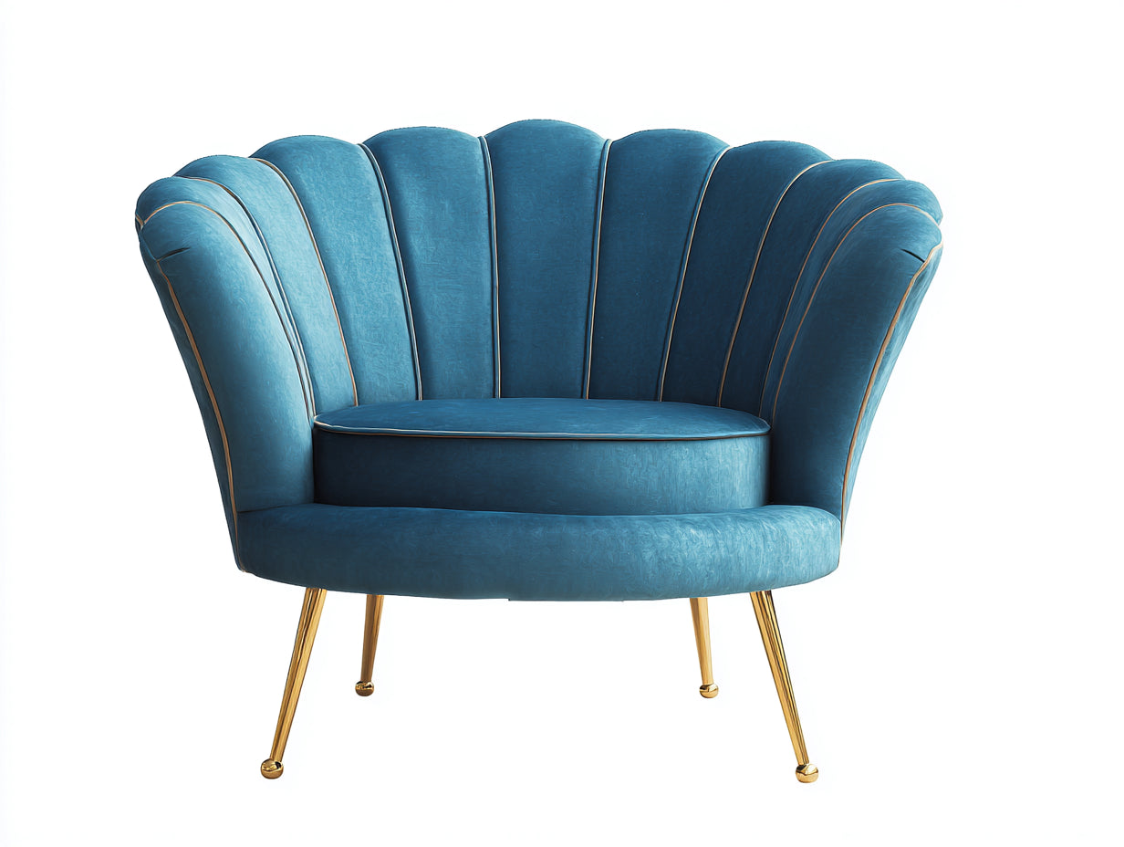 Poltrona - velluto-metallo - 90x79x82 cm - blu-oro - contemporaneo