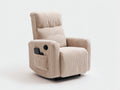 Poltrona reclinabile in tessuto a coste 89x91x104 cm per soggiorno - beige chiaro - design moderno con tasca laterale