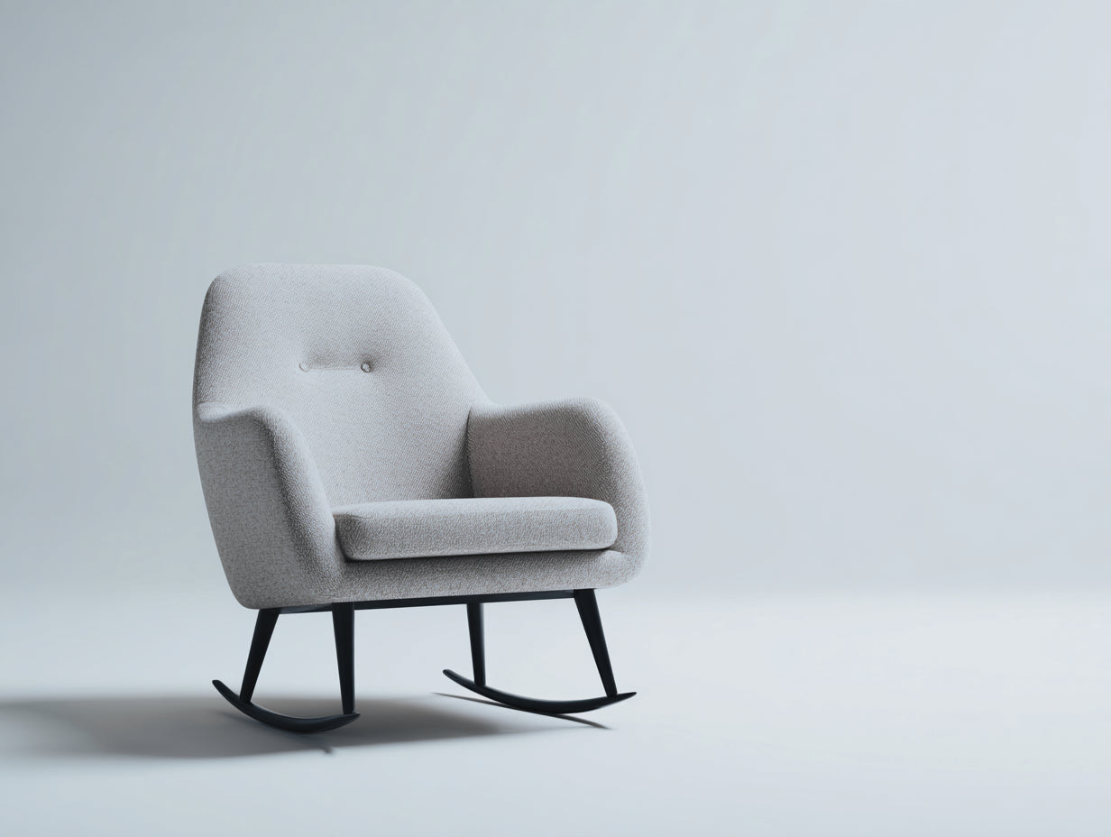 Sedia a dondolo in tessuto 74x72x88 cm - grigio chiaro-nero - per soggiorno design minimalista