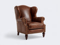 Poltrona a orecchioni in similpelle 103x97x127 cm - marrone cognac - stile classico adatta per soggiorno