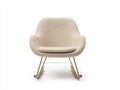 Sedia a dondolo in tessuto effetto lana 76x73x87 cm - beige-oro - per soggiorno design moderno