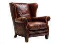 Poltrona a orecchioni in similpelle 95x90x120 cm - marrone vintage - stile classico adatta per soggiorno