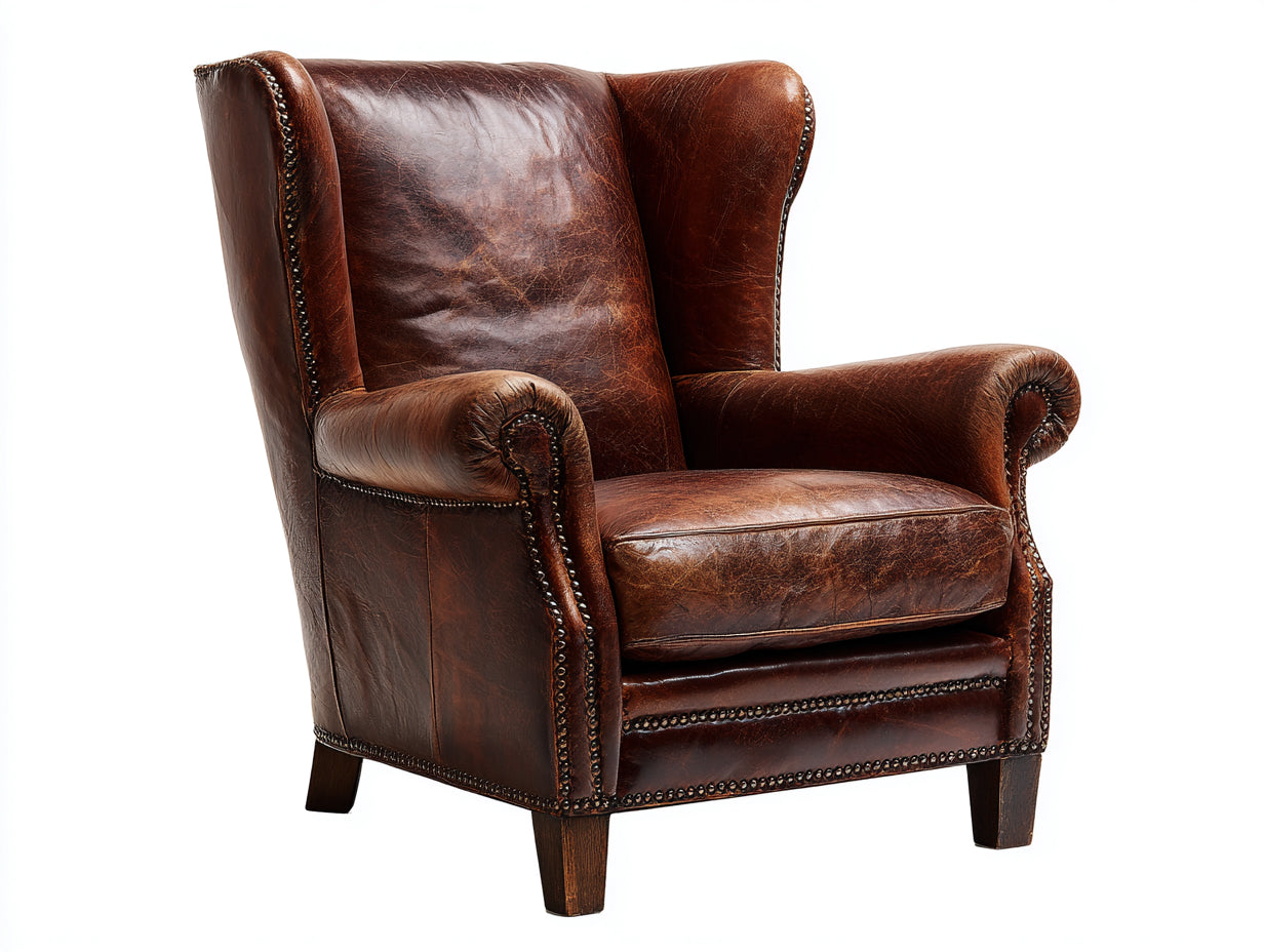 Poltrona a orecchioni in similpelle 95x90x120 cm - marrone vintage - stile classico adatta per soggiorno
