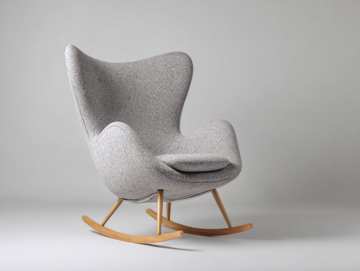 Sedia a dondolo in tessuto effetto lana 82x76x104 cm - grigio chiaro - per soggiorno design avvolgente