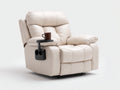 Poltrona reclinabile in pelle sintetica 97x93x105 cm per soggiorno - avorio - design imbottito con poggiapiedi