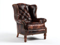 Poltrona a orecchioni - pelle - 88x94x110 cm - marrone scuro - Chesterfield rétro