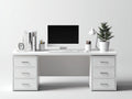 Scrivania con doppia cassettiera 180x70x76 cm - bianco - stile moderno per ufficio