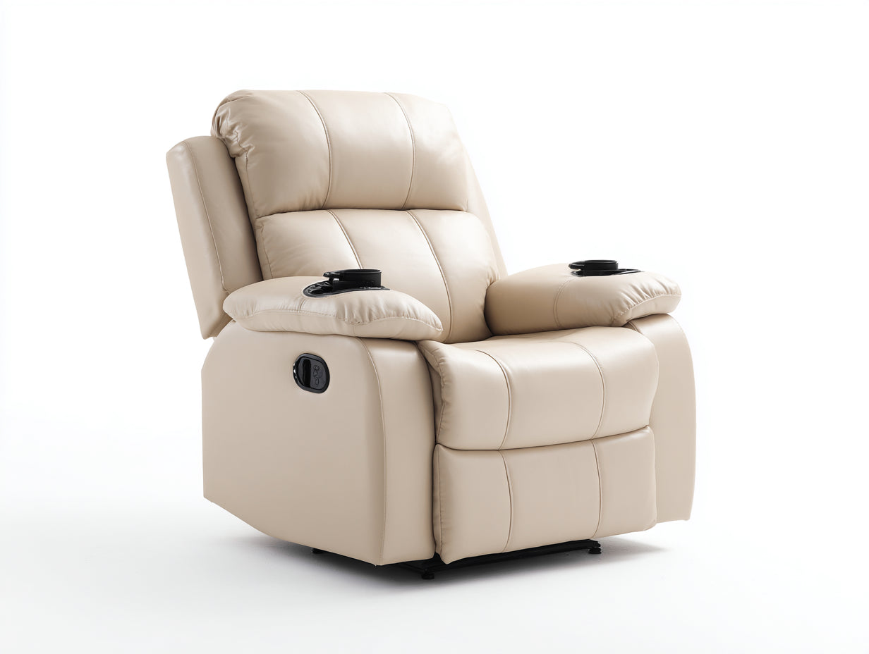 Poltrona reclinabile in similpelle 95x92x105 cm - beige - per soggiorno - stile moderno funzionale