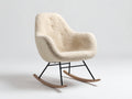 Sedia a dondolo in tessuto bouclé 78x73x90 cm - beige-nero - per soggiorno stile rétro