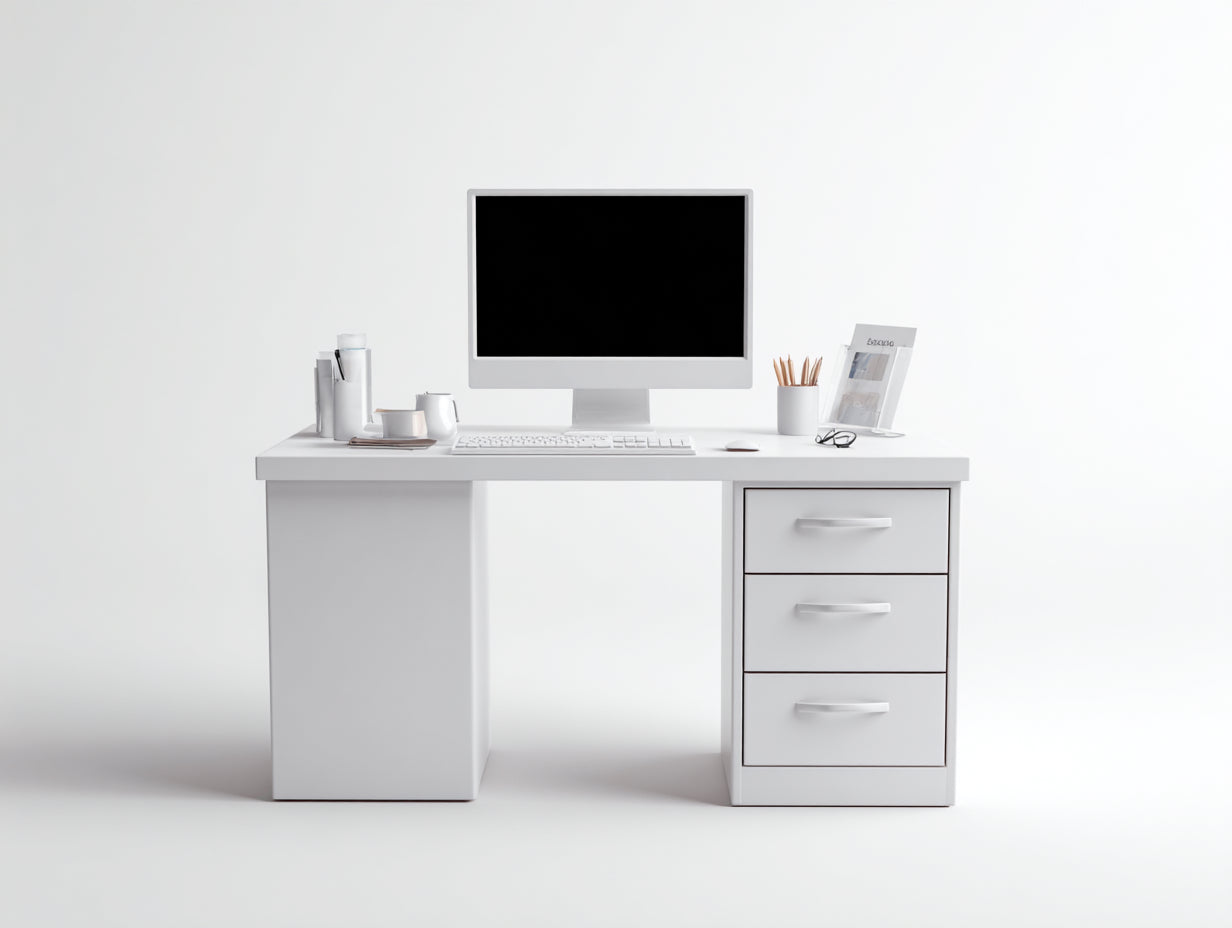 Scrivania in legno per ufficio 120x55x76 cm - bianco - design moderno