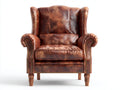 Poltrona a orecchioni in similpelle 104x96x126 cm - marrone cognac - stile classico adatta per soggiorno