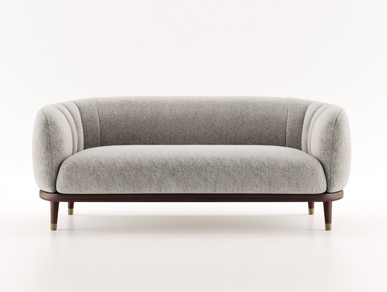 Divano a due posti in tessuto 182x87x78 cm - grigio chiaro - per soggiorno design curvo