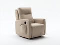 Poltrona reclinabile in tessuto a coste 88x90x103 cm per soggiorno - beige chiaro - design moderno con tasca laterale